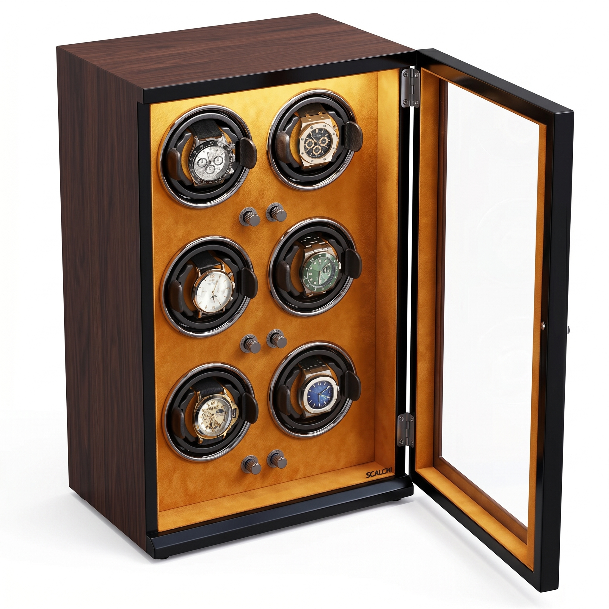 6 Slot Automatic Rotating Watch Winder Box