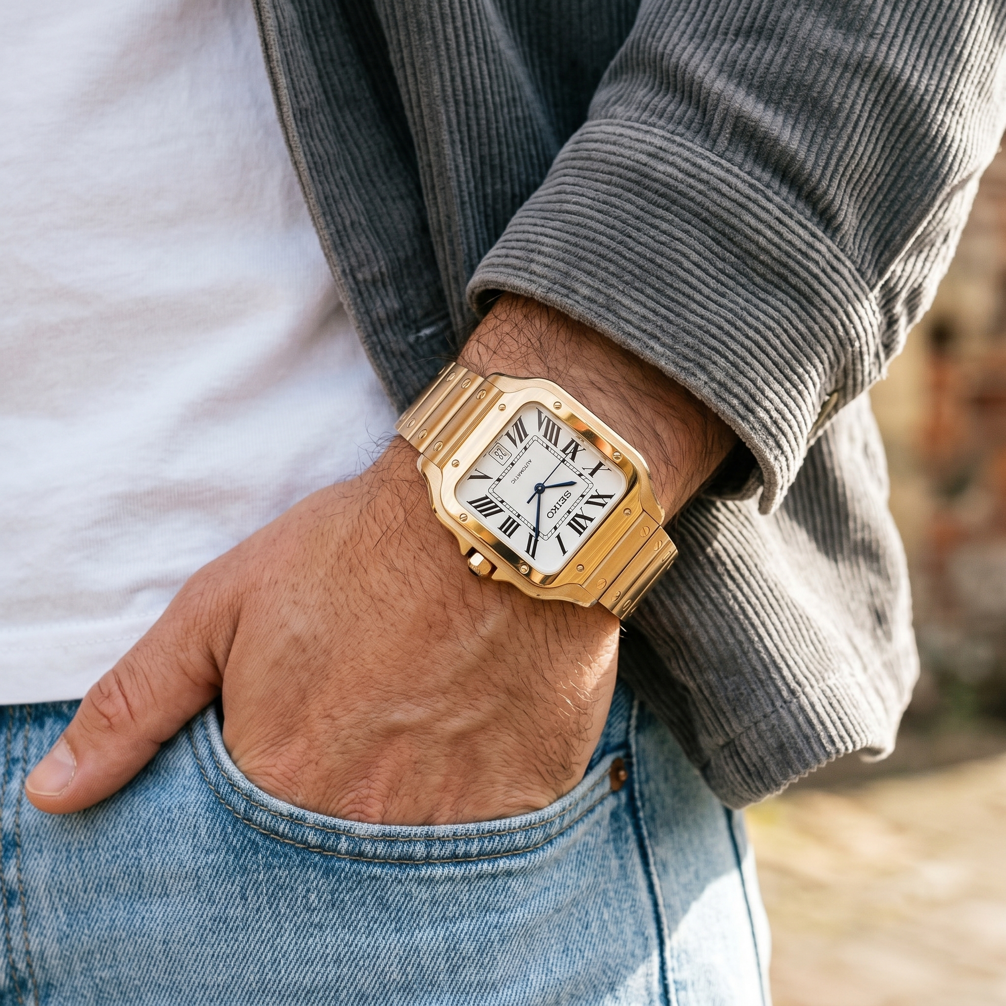 Saint Valmont Carré - GOLD & WHITE — Lifestyle wrist