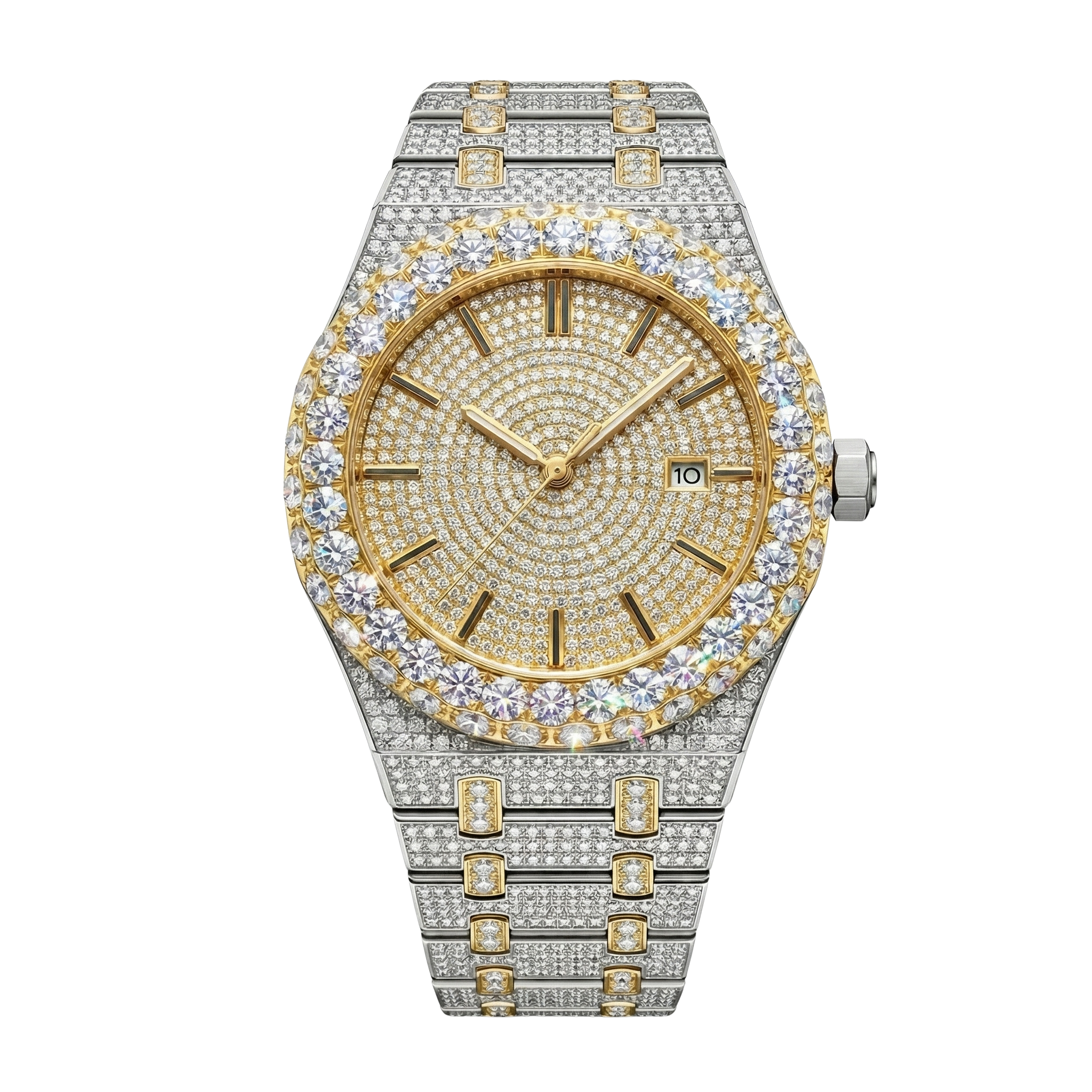 iced-out-moissanite-watch-date-front-view